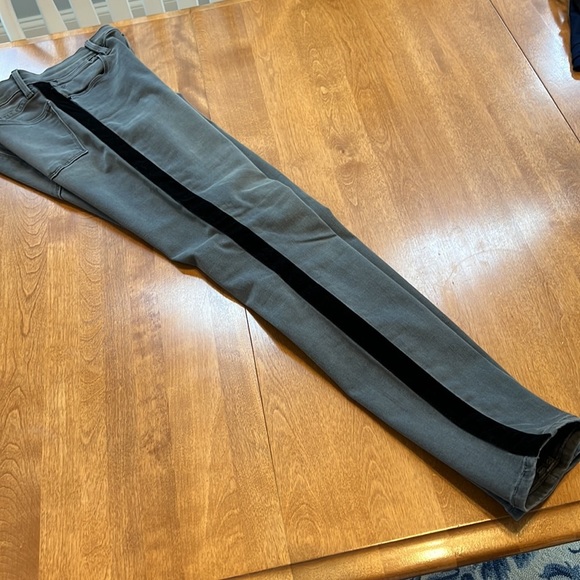 7. Frame Gray Le High Skinny Size 25 Black Velvet Tuxedo Stripe - Picture 4 of 8